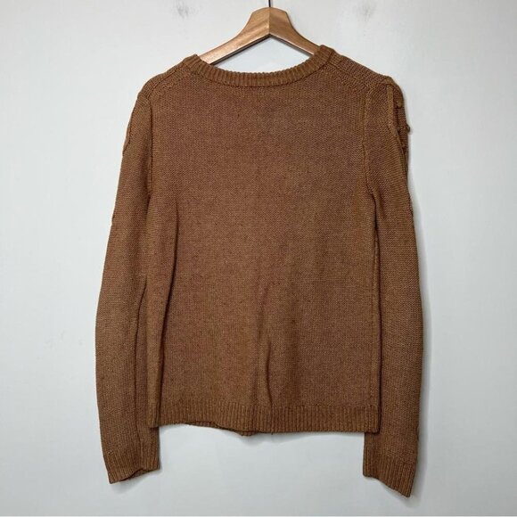 J Crew Factory Womens Size Small Camel Cable Knit Sweater Wool Blend Crewneck - Picture 2 of 8